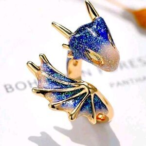 Stylish starry blue dragon ring